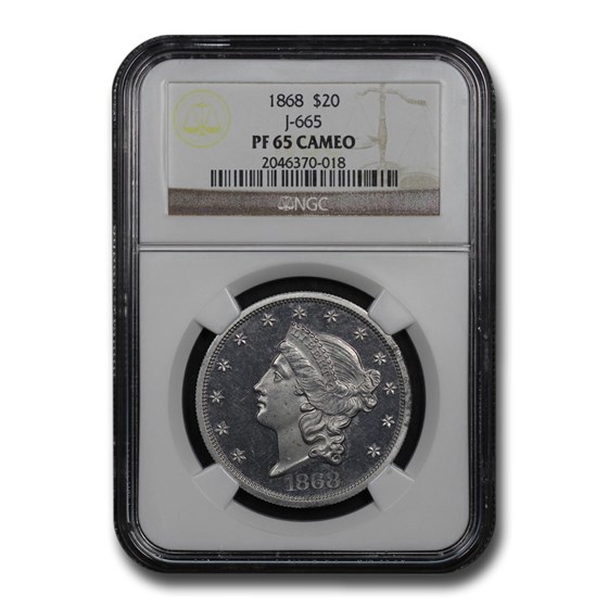 1868 $20 Lib Double Eagle Aluminum Pattern PF-65 Cam NGC (J-665) 1868 $20 Lib Double Eagle Aluminum Pattern PF-65 Cam NGC (J-665)